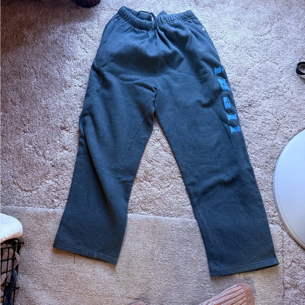 Men's Dark Gray Joggers with Blue Lettering